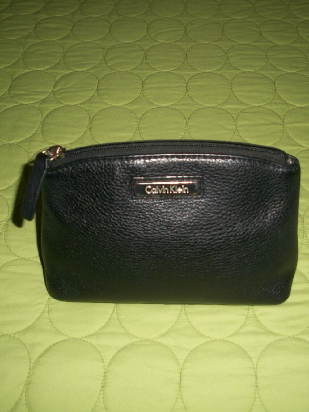Calvin Klein Black Leather Makeup Bag